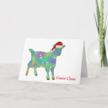 かわいいベビーヤギSanta カード<br><div class="desc">郷田クロースは町来へ行ったばかりだ。サンタハットを着たこのカラフルヤギでホリデーシーズンをマーク。可愛おもしろいい予測できなベビーヤギの農場の動物の芸術ユーモアのクリスマスカードは、ヤギと動物愛好家である友人や家族を喜ばせる。愛らしいフェスティバルのティール（緑がかった色）柄のオリジナルのアートワークを描いたCatherine Sweetmanの愛らしいヤギ</div>
