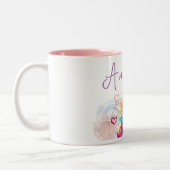 かわいいベビーユニコーンとハート ツートーンマグカップ (左)