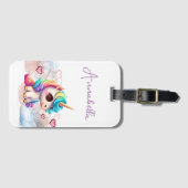 かわいいベビーユニコーンとハート ラゲッジタグ (正面横)