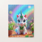 かわいいベビーユニコーンとレインボー、女の子 ジグソーパズル (縦)