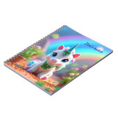 かわいいベビーユニコーンとレインボー、女の子 ノートブック (左側)