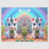 かわいいベビーユニコーンとレインボー、女の子 薄葉紙 (正面)