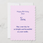 かわいいベビーユニコーンと虹、女の子の誕生日 (裏面)