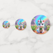 かわいいベビーユニコーンと虹、女の子の誕生日 コンフェッティ (裏面)