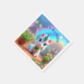 かわいいベビーユニコーンと虹、女の子の誕生日 スタンダードカクテルナプキン (角)