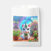 かわいいベビーユニコーンと虹、女の子の誕生日 フェイバーバッグ (正面)