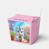 かわいいベビーユニコーンと虹、女の子の誕生日 フェイバーボックス (正面サイド)