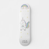 かわいいベビーユニコーンの虹と星 スケートボード (正面)