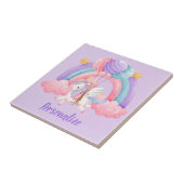 かわいいベビーユニコーンバルーン虹色 タイル (側面)