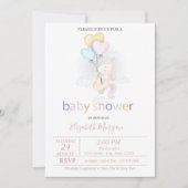 かわいいベビーユニコーンバルーン赤ちゃんシャワー 招待状 (正面)