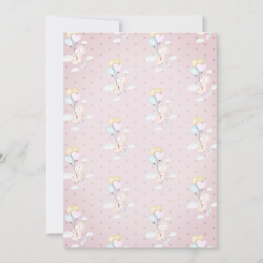 かわいいベビーユニコーンバルーン赤ちゃんシャワー 招待状 (裏面)