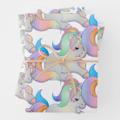 かわいいベビーユニコーンパステルファンタジーチャイルド ラッピングペーパーシート (インサイチュ)