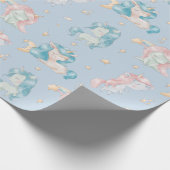 かわいいベビーユニコーンピンクブルーパステル子供部屋子 ラッピングペーパー (角)