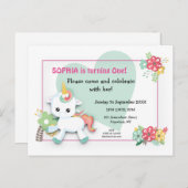 かわいいベビーユニコーンファースト誕生日招待状 ポストカード (正面/裏面)