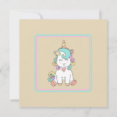 かわいいベビーユニコーンベビーシャワーパステルカラー 招待状 (裏面)
