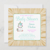 かわいいベビーユニコーンベビーシャワーパステルカラー 招待状 (正面)
