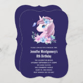 かわいいベビーユニコーンマジカルウォーター誕生日 招待状 (正面/裏面)