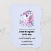 かわいいベビーユニコーンマジカルウォーター誕生日 招待状 (正面/裏面)