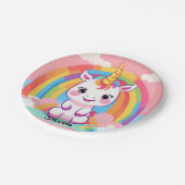かわいいベビーユニコーンレインボー ペーパープレート (アングル)