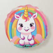 かわいいベビーユニコーンレインボー ラウンドクッション (裏面)