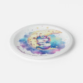 かわいいベビーユニコーン月に眠る ペーパープレート (アングル)