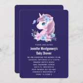 かわいいベビーユニコーン水カラー赤ちゃんシャワー 招待状 (正面/裏面)