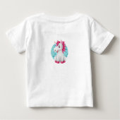 かわいいベビーユニコーン漫画， DIY名前&ピンク文字 ベビーTシャツ (裏面)