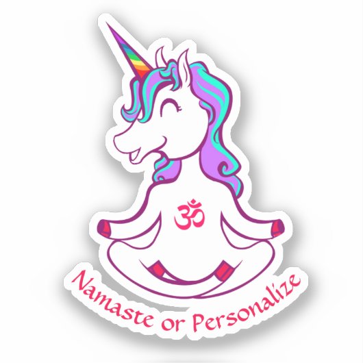 かわいいベビーユニコーン禅ヨガ瞑想ナマステ シール (正面)