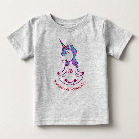 かわいいベビーユニコーン禅ヨガ瞑想ナマステ ベビーTシャツ (正面)