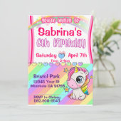 かわいいベビーユニコーン6歳の誕生日の招待状 招待状 (スタンド正面)