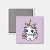 かわいいベビーユニコーン（紫の背景） マグネット (正面/裏面)