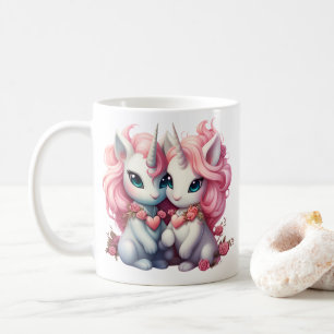 かわいいベビーユニコーンCpuleバレンタインデーのギフト コーヒーマグカップ