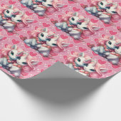 かわいいベビーユニコーンCpuleバレンタインデーのギフト ラッピングペーパー (角)