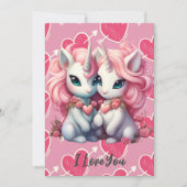 かわいいベビーユニコーンCpuleバレンタインデーのギフト 招待状 (正面)