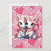 かわいいベビーユニコーンCpuleバレンタインデーのギフト 招待状 (裏面)