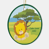 かわいいベビーライオカスタムン動物キッズクリスマス セラミックオーナメント (左)