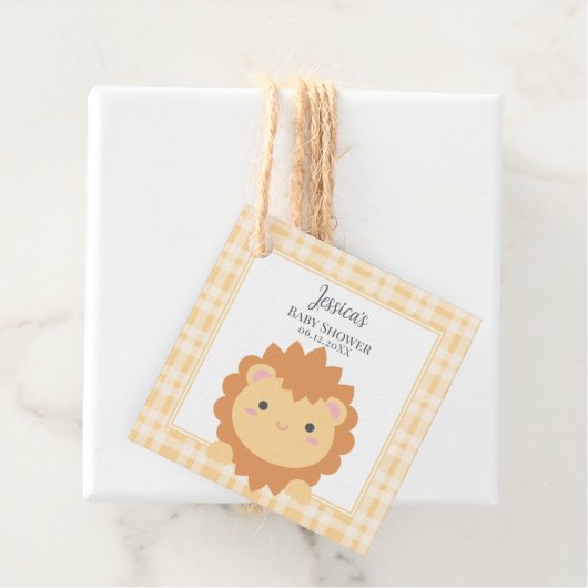かわいいベビーライオンかわいいジャングル動物の少年の赤ちゃんシャワー フェイバータグ (インサイチュ)