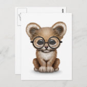 かわいいベビーライオンかわいい子眼鏡グラスを白に ポストカード (正面/裏面)