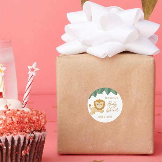 かわいいベビーライオンの赤ちゃんシャワー好きステッカー ラウンドシール (パーティー)