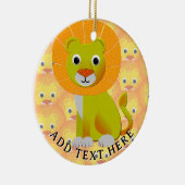 かわいいベビーライオンオールオーバーヴィンテージプリントパターン セラミックオーナメント (右)