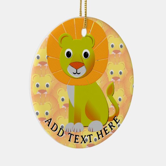 かわいいベビーライオンオールオーバーヴィンテージプリントパターン セラミックオーナメント (右)