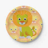 かわいいベビーライオンオールオーバーヴィンテージプリントパターン ペーパープレート (正面)
