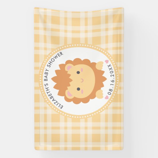 かわいいベビーライオンキュブベビー男女兼用シャワー 横断幕 (縦)