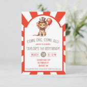 かわいいベビーライオンキューサーカスバースデーパーティー 招待状 (スタンド正面)