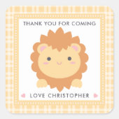 かわいいベビーライオンキューブワイルドワンボーイファースト誕生日 スクエアシール (正面)