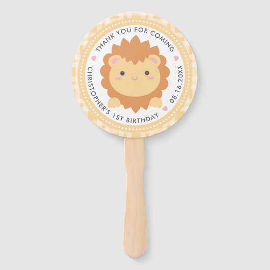 かわいいベビーライオンキューブワイルドワンボーイファースト誕生日 ハンドファン (正面)