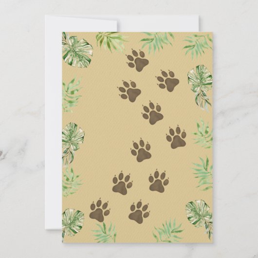 かわいいベビーライオンキングウォーターカラージャングル赤ちゃんシャワー 招待状 (裏面)