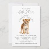 かわいいベビーライオンベビーシャワー男女兼用 招待状 (正面)