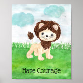 かわいいベビーライオン勇気引用文子供部屋 ポスター (正面)