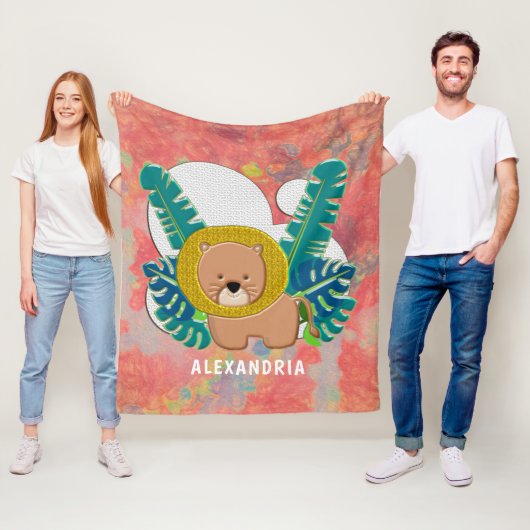 かわいいベビーライオン動物ジャングルウォーターの色 フリースブランケット (インサイチュ)